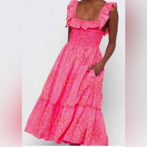 Vineyard Vines Dresses & Skirts - Vineyard Vines Smocked Midi Dress Ruffle Straps NWOT